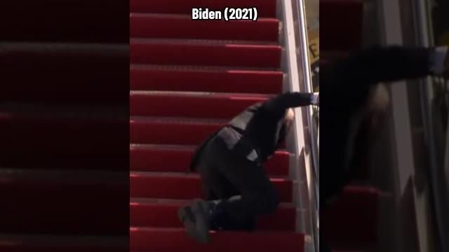Trump Tripping on Air Force One Stairs vs Biden Trump Tripping on Air Force One Stairs vs Biden