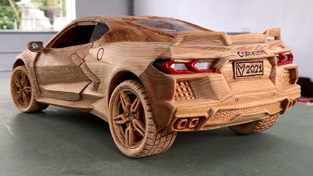 Wood Carving - 2020 Chevrolet Corvette C8 - Woodworking Art Wood Carving - 2020 Chevrolet Corvette C8 - Woodworking Art