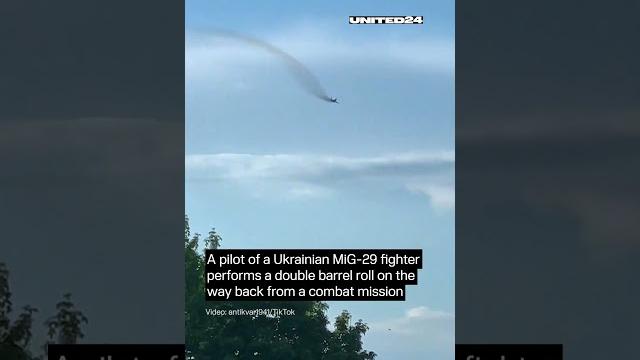 Ukrainian Pilot of MiG-29 Fighter Jet Performs Double Barrel Roll #warinukraine #aviation Ukrainian Pilot of MiG-29 Fighter Jet Performs Double Barrel Roll #warinukraine #aviation