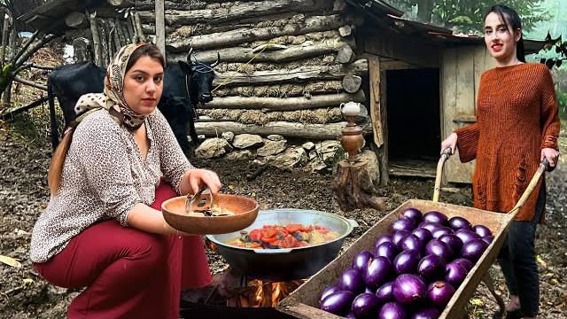 Iranian Nomadic Recipes : Cooking Delicious Lunch with Eggplant & Baking fresh Bread on a Wood Fire Iranian Nomadic Recipes : Cooking Delicious Lunch with Eggplant & Baking fresh Bread on a Wood Fire
