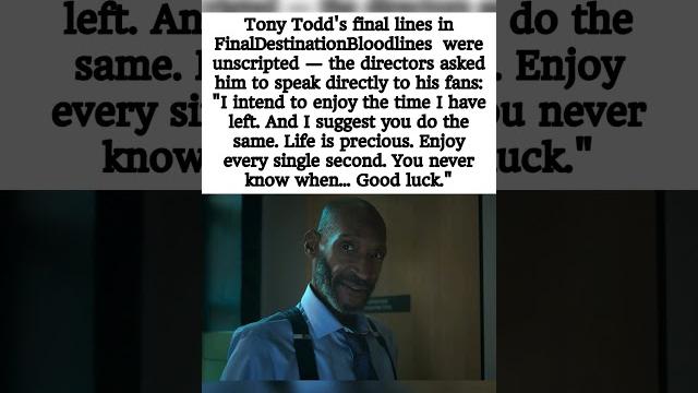 Tony Todd's Final Message to Fans FD: Bloodlines Unscripted Moment #Shorts #FinalDestination #fyp Tony Todd's Final Message to Fans FD: Bloodlines Unscripted Moment #Shorts #FinalDestination #fyp