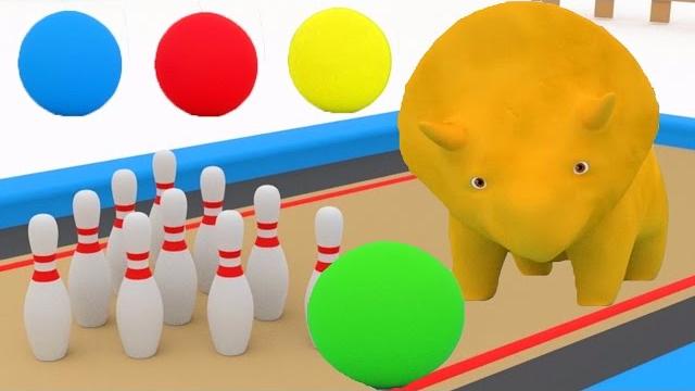 LEARN COLOURS & NUMBERS with DINO the DINOSAURS playing BOWLING - Cartoon for children and KIDS LEARN COLOURS & NUMBERS with DINO the DINOSAURS playing BOWLING - Cartoon for children and KIDS