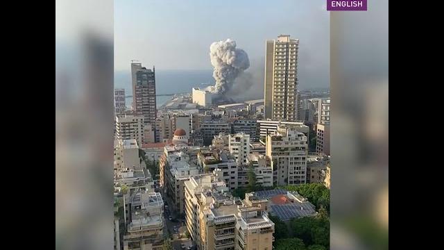 Beirut explosion seen from the top of a building Beirut explosion seen from the top of a building