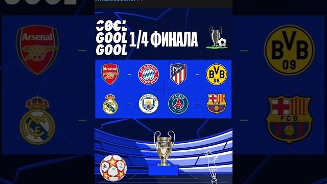 Жеребьевка Лиги Чемпионов 1/4 2023-2024 Жеребьевка Лиги Чемпионов 1/4 2023-2024