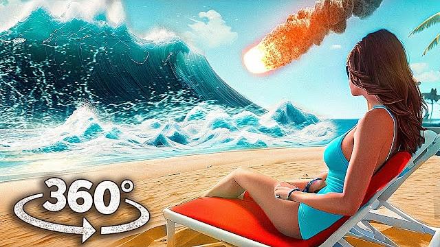 360 TSUNAMI AFTER ASTEROID FALL 1 - Escape the Wave on the Beach in Car with Girlfriend 4k VR Video 360 TSUNAMI AFTER ASTEROID FALL 1 - Escape the Wave on the Beach in Car with Girlfriend 4k VR Video
