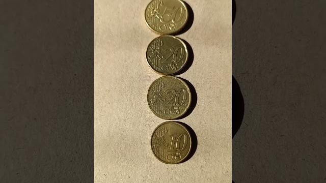 Евро центы 50 20 20 10 - 1 евро, стоимость Евро центы 50 20 20 10 - 1 евро, стоимость