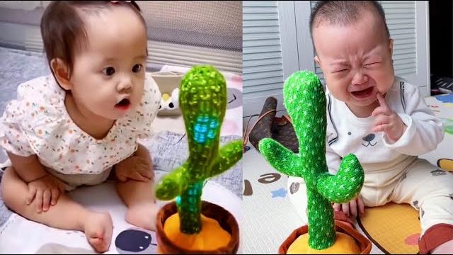 Babies play dancing cactus toy. Cutest baby funniest moments. Babies play dancing cactus toy. Cutest baby funniest moments.