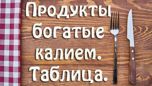 Продукты богатые калием. Полный список. Таблица. Продукты богатые калием. Полный список. Таблица.