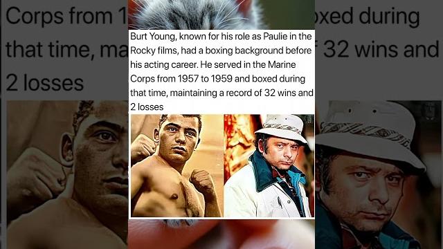 Burt Young, known for his role as Paulie in the Rocky films, had a boxing background before acting Burt Young, known for his role as Paulie in the Rocky films, had a boxing background before acting