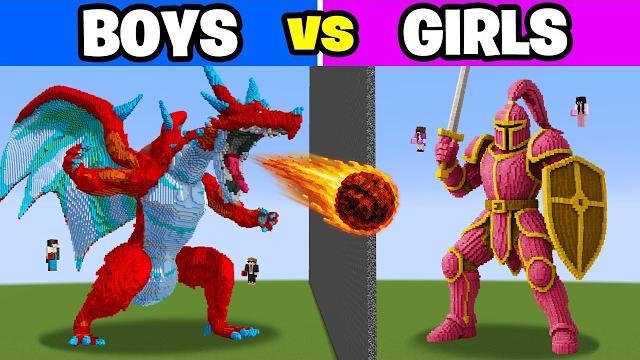 Girls vs Boys Build Battle in Minecraft Girls vs Boys Build Battle in Minecraft