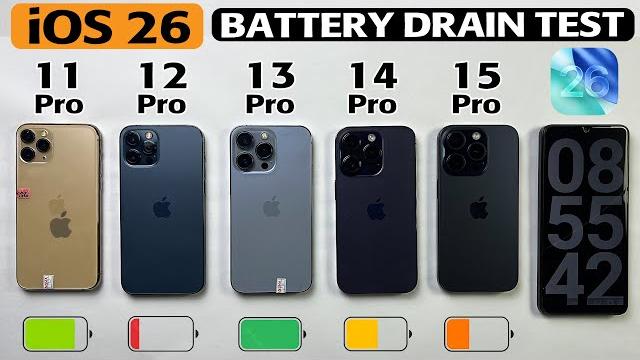 iOS 26 BATTERY LIFE DRAIN TEST 🪫 - iPhone 11 Pro vs 12 Pro vs 13 Pro vs 14 Pro vs 15 Pro iOS 26 iOS 26 BATTERY LIFE DRAIN TEST 🪫 - iPhone 11 Pro vs 12 Pro vs 13 Pro vs 14 Pro vs 15 Pro iOS 26
