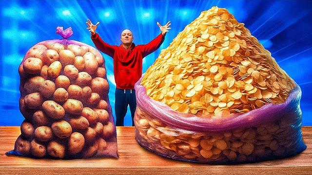 СКОЛЬКО ПОЛУЧИТСЯ ЧИПСОВ ИЗ 1 МЕШКА КАРТОШКИ ? СКОЛЬКО ПОЛУЧИТСЯ ЧИПСОВ ИЗ 1 МЕШКА КАРТОШКИ ?