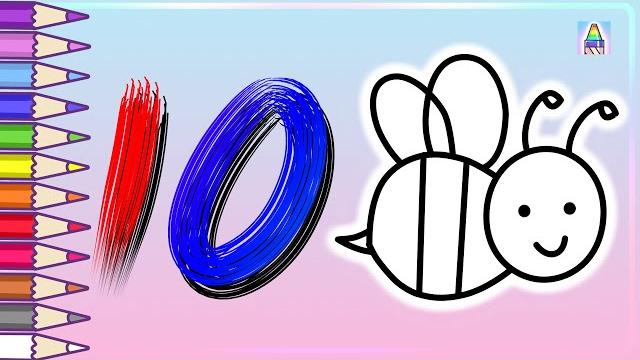 Как нарисовать ПЧЕЛКУ ИЗ ЦИФРЫ 10 | Раскраска для детей Животные из цифр | Coloring Kids Как нарисовать ПЧЕЛКУ ИЗ ЦИФРЫ 10 | Раскраска для детей Животные из цифр | Coloring Kids