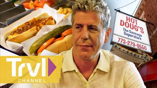 Chicago Deep Dish Pizza & Foie Gras Hot Dogs | Anthony Bourdain: No Reservations | Travel Channel Chicago Deep Dish Pizza & Foie Gras Hot Dogs | Anthony Bourdain: No Reservations | Travel Channel