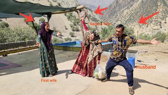 The return of the second wife, the evildoer, after her husband complained and became angry with her. The return of the second wife, the evildoer, after her husband complained and became angry with her.