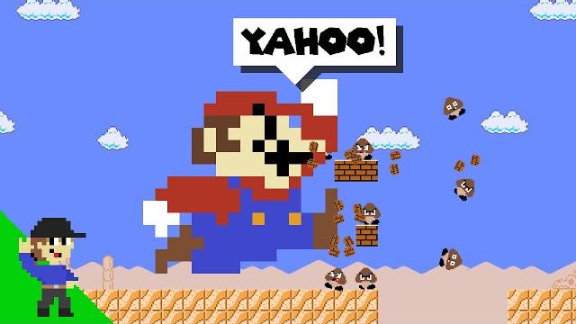 Every time Mario says "YAHOO", he gets bigger! Every time Mario says "YAHOO", he gets bigger!