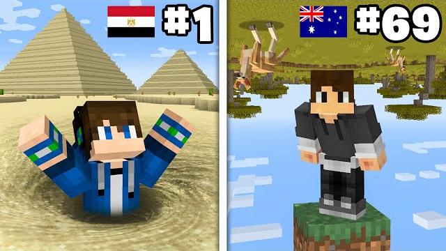 Surviving 100 Minecraft Countries in 24 Hours Surviving 100 Minecraft Countries in 24 Hours