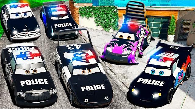 STOLE ALL POLICE CARS LIGHTNING MCQUEEN CARS IN GTA 5! STOLE ALL POLICE CARS LIGHTNING MCQUEEN CARS IN GTA 5!