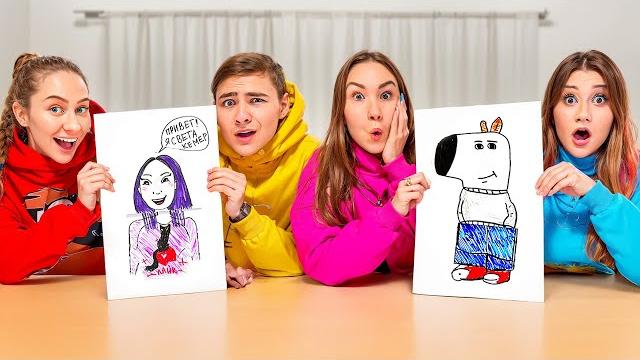 Кто Лучше Нарисует Вдвоем Челлендж ! Кто Лучше Нарисует Вдвоем Челлендж !