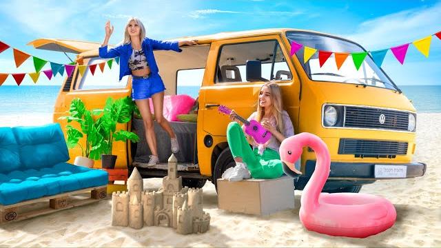 Как сделать дом на колесах? 24 часа в доме из машины челлендж! Как сделать дом на колесах? 24 часа в доме из машины челлендж!