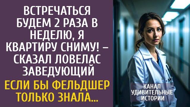 Встречаться будем 2 раза в неделю, я квартиру сниму! – сказал заведующий… Если бы фельдшер знала… Встречаться будем 2 раза в неделю, я квартиру сниму! – сказал заведующий… Если бы фельдшер знала…