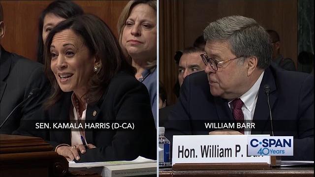 Complete exchange between Sen. Kamala Harris and Attorney General William Barr (C-SPAN) Complete exchange between Sen. Kamala Harris and Attorney General William Barr (C-SPAN)