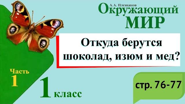 Откуда берутся шоколад, изюм, мед? Окружающий мир. 1 класс, 1 часть. Учебник А. Плешаков стр. 76-77 Откуда берутся шоколад, изюм, мед? Окружающий мир. 1 класс, 1 часть. Учебник А. Плешаков стр. 76-77