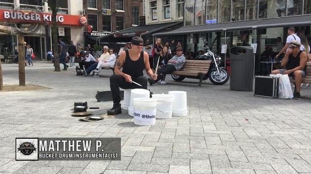 Matthew Pretty - The Bucket Boy From Las Vegas Performing At The Leidse Square In Amsterdam 2017! Matthew Pretty - The Bucket Boy From Las Vegas Performing At The Leidse Square In Amsterdam 2017!