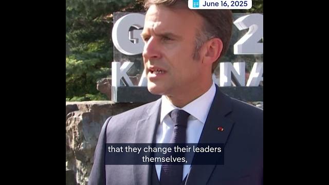 Macron warns that aiming to overthrow Tehran's clerical state would be a "strategic error." Macron warns that aiming to overthrow Tehran's clerical state would be a "strategic error."