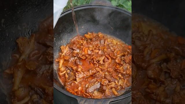 Гречка по-Купечески с мясом и грибами в казане Гречка по-Купечески с мясом и грибами в казане