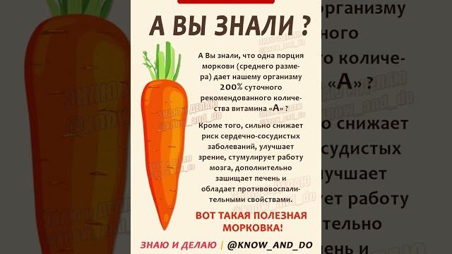 А вы знали чем полезна морковь? Морковка польза для организма человека #пп #здоровье #витамины А вы знали чем полезна морковь? Морковка польза для организма человека #пп #здоровье #витамины