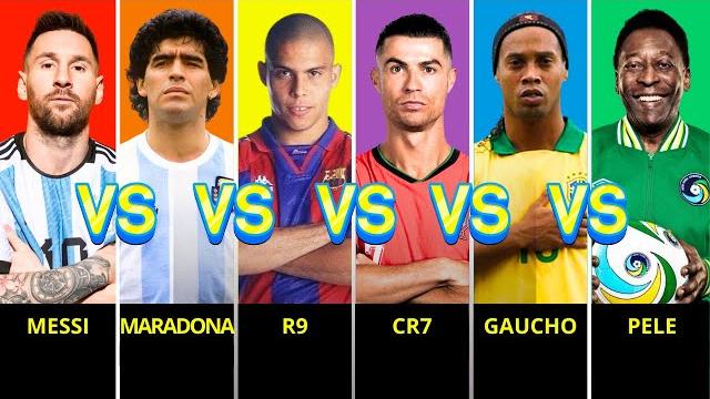 Comparison: Cristiano Ronaldo vs Lionel Messi vs Ronaldo Nazario vs Ronaldinho vs Maradona vs Pele Comparison: Cristiano Ronaldo vs Lionel Messi vs Ronaldo Nazario vs Ronaldinho vs Maradona vs Pele