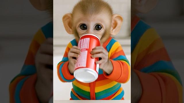 funny monkey drinks a drink like a human funny monkey drinks a drink like a human