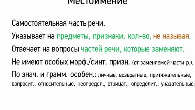 Местоимение (6 класс, видеоурок-презентация) Местоимение (6 класс, видеоурок-презентация)