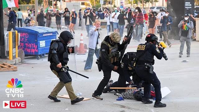 ICE Raid Protest LIVE: Riot Police & Anti-ICE Protesters Clash In LA After Immigration Raids | N18G ICE Raid Protest LIVE: Riot Police & Anti-ICE Protesters Clash In LA After Immigration Raids | N18G