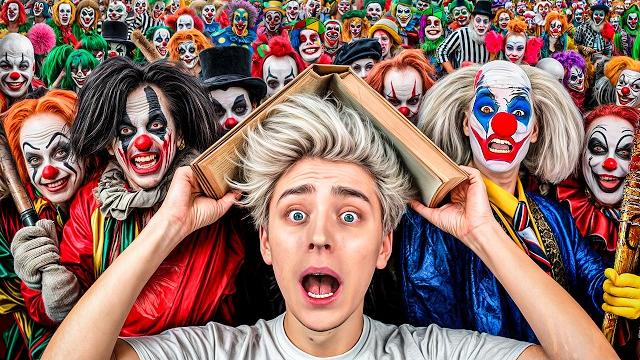 ЭКСТРЕМАЛЬНЫЕ ПРЯТКИ ОТ 100 КЛОУНОВ ! ЭКСТРЕМАЛЬНЫЕ ПРЯТКИ ОТ 100 КЛОУНОВ !