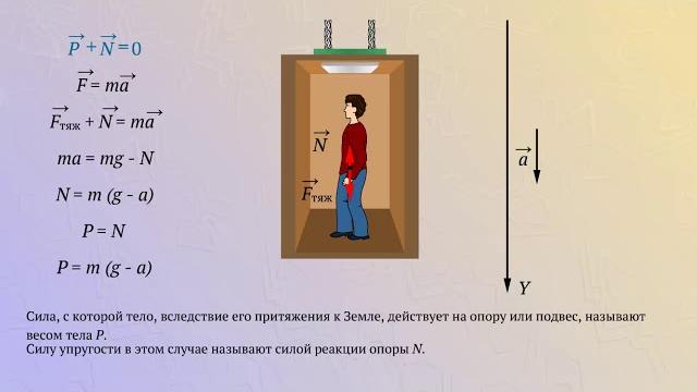 Вес тела (ускорение вниз), невесомость Вес тела (ускорение вниз), невесомость