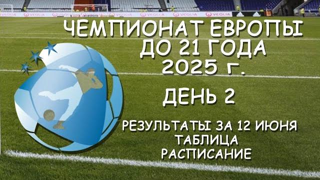 Чемпионат Европы до 21 года. День 2. Результаты за 12.06.25. Таблица. Расписание день 3. Чемпионат Европы до 21 года. День 2. Результаты за 12.06.25. Таблица. Расписание день 3.