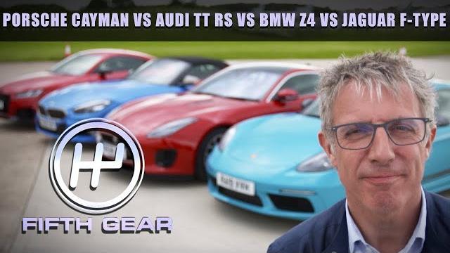 PORSCHE CAYMAN VS AUDI TT RS VS BMW Z4 VS JAGUAR F-TYPE - The FULL Challenge | Fifth Gear PORSCHE CAYMAN VS AUDI TT RS VS BMW Z4 VS JAGUAR F-TYPE - The FULL Challenge | Fifth Gear
