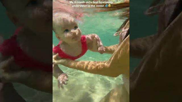 4 Month Old's 1st Time Swimming Underwater #shorts 4 Month Old's 1st Time Swimming Underwater #shorts