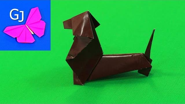 Оригами из бумаги Такса / бумажные животные Оригами из бумаги Такса / бумажные животные