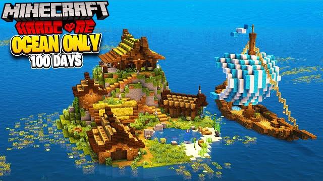 I Survived 100 Days in an Ocean Only World in Minecraft Hardcore I Survived 100 Days in an Ocean Only World in Minecraft Hardcore