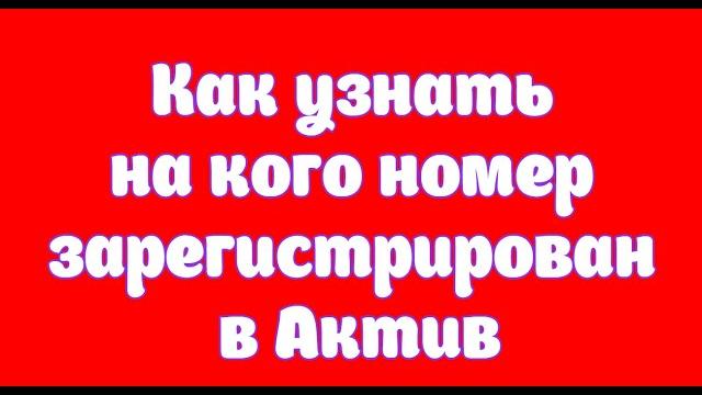 Как узнать на кого номер зарегистрирован в Актив Как узнать на кого номер зарегистрирован в Актив