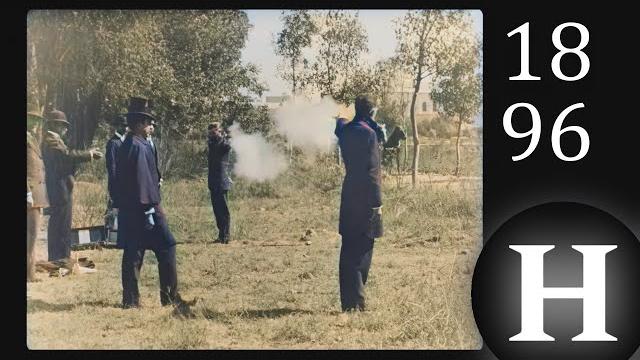 1896 - France - Pistol duel between two men (Colorized) 1896 - France - Pistol duel between two men (Colorized)