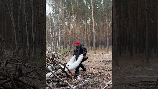 Поймал снежного человека в лесу #выживалово Поймал снежного человека в лесу #выживалово