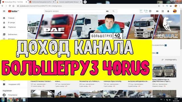 Доход канала Большегруз 40 рус за Январь Доход канала Большегруз 40 рус за Январь