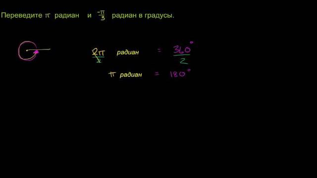 Пример перевода радиан в градусы Пример перевода радиан в градусы