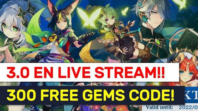 PATCH 3.0 EN LIVE STREAM!! 300 Free Gem Codes! | Genshin Impact PATCH 3.0 EN LIVE STREAM!! 300 Free Gem Codes! | Genshin Impact
