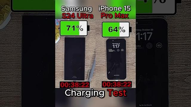 Samsung S24 Ultra Vs iPhone 15 Pro Max Charging Test !! Samsung S24 Ultra Vs iPhone 15 Pro Max Charging Test !!
