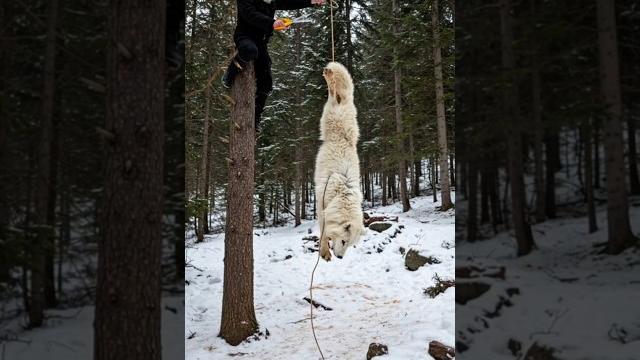 Mother Snow White Wolf Saved by her Cub with the Old Man's Help! #animals #rescue #humanity Mother Snow White Wolf Saved by her Cub with the Old Man's Help! #animals #rescue #humanity